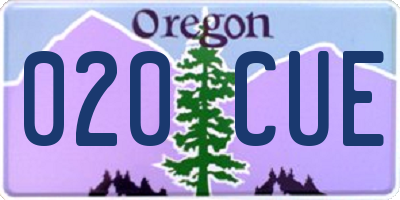 OR license plate 020CUE