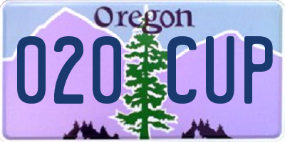 OR license plate 020CUP
