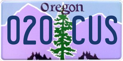 OR license plate 020CUS