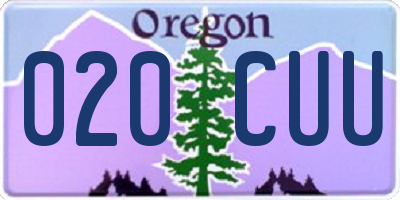 OR license plate 020CUU