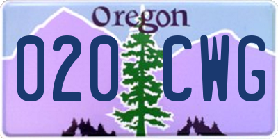 OR license plate 020CWG