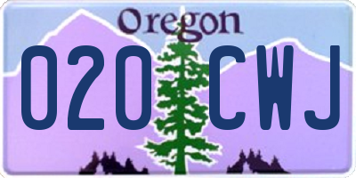 OR license plate 020CWJ