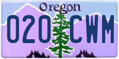 OR license plate 020CWM