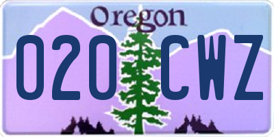 OR license plate 020CWZ