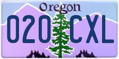 OR license plate 020CXL