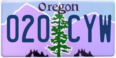 OR license plate 020CYW