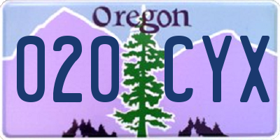 OR license plate 020CYX