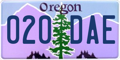 OR license plate 020DAE
