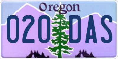 OR license plate 020DAS