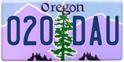 OR license plate 020DAU