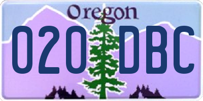 OR license plate 020DBC
