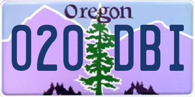 OR license plate 020DBI