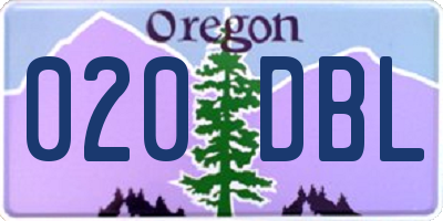 OR license plate 020DBL