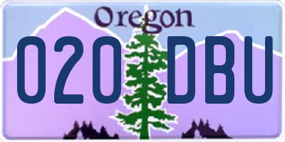 OR license plate 020DBU
