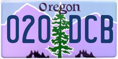 OR license plate 020DCB