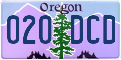 OR license plate 020DCD