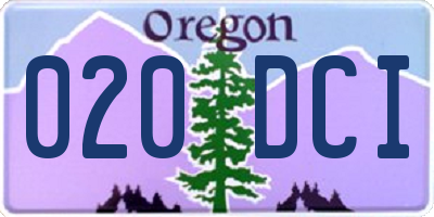 OR license plate 020DCI