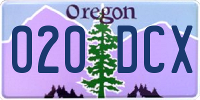 OR license plate 020DCX