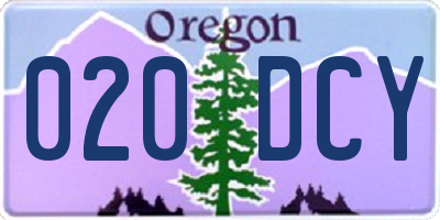 OR license plate 020DCY