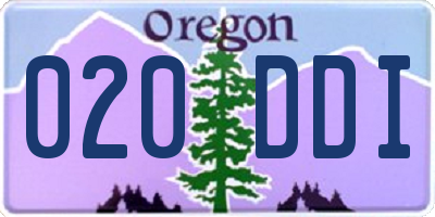 OR license plate 020DDI