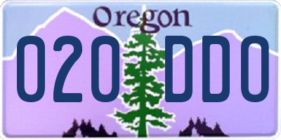 OR license plate 020DDO