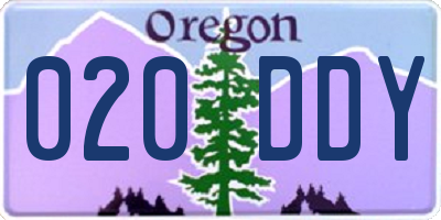 OR license plate 020DDY