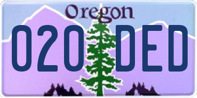OR license plate 020DED