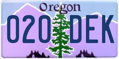 OR license plate 020DEK