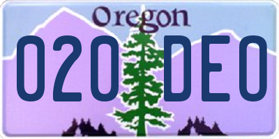 OR license plate 020DEO