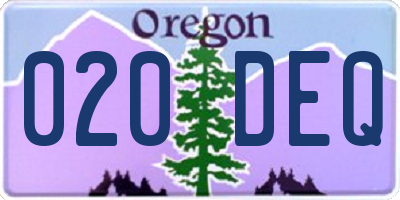 OR license plate 020DEQ
