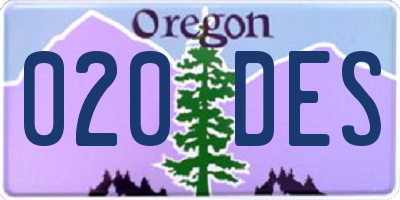 OR license plate 020DES