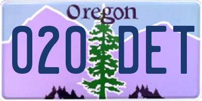 OR license plate 020DET