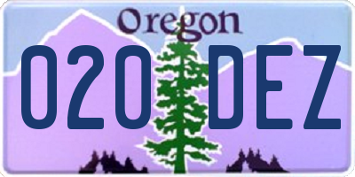 OR license plate 020DEZ