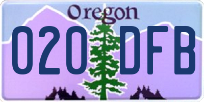 OR license plate 020DFB