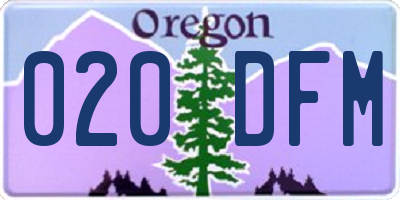 OR license plate 020DFM