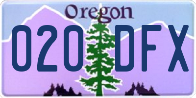 OR license plate 020DFX