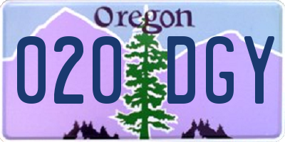 OR license plate 020DGY