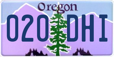 OR license plate 020DHI