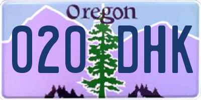 OR license plate 020DHK