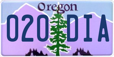 OR license plate 020DIA