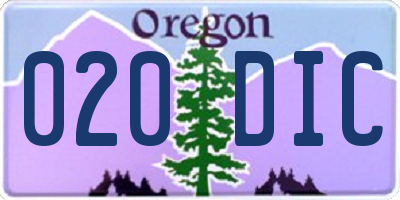 OR license plate 020DIC