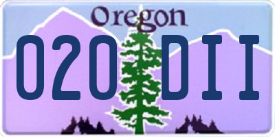 OR license plate 020DII