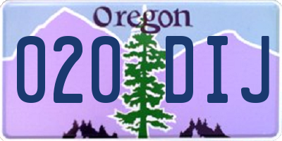 OR license plate 020DIJ