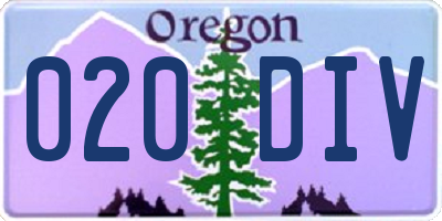 OR license plate 020DIV