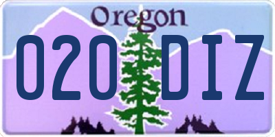 OR license plate 020DIZ