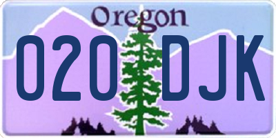 OR license plate 020DJK