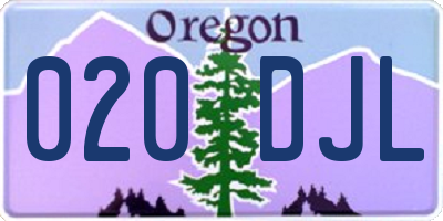 OR license plate 020DJL