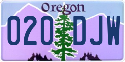 OR license plate 020DJW