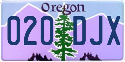 OR license plate 020DJX