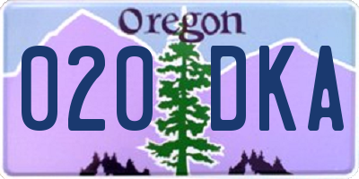 OR license plate 020DKA